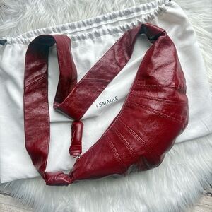 Lemaire Burgundy Coated Canvas Crossbody Bag
